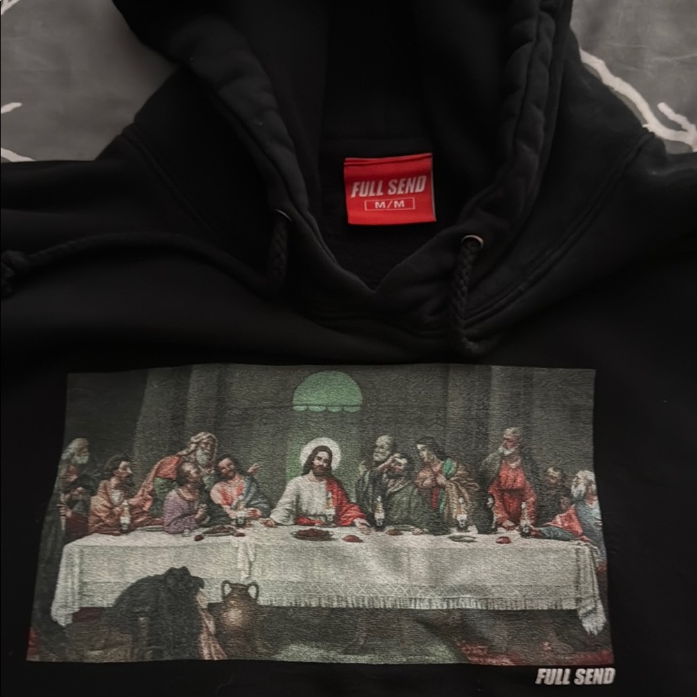 Black Hoodie with Last Supper Design